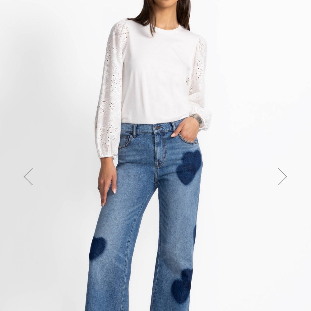 JOHNNY WAS Blue Heart Pattern Women Jeans